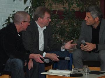 v.l.n.r: Moderator Matthias Horndasch, Pastor Martin Steinberg, Kurator Museum Friedland Dr. Joachim Baur